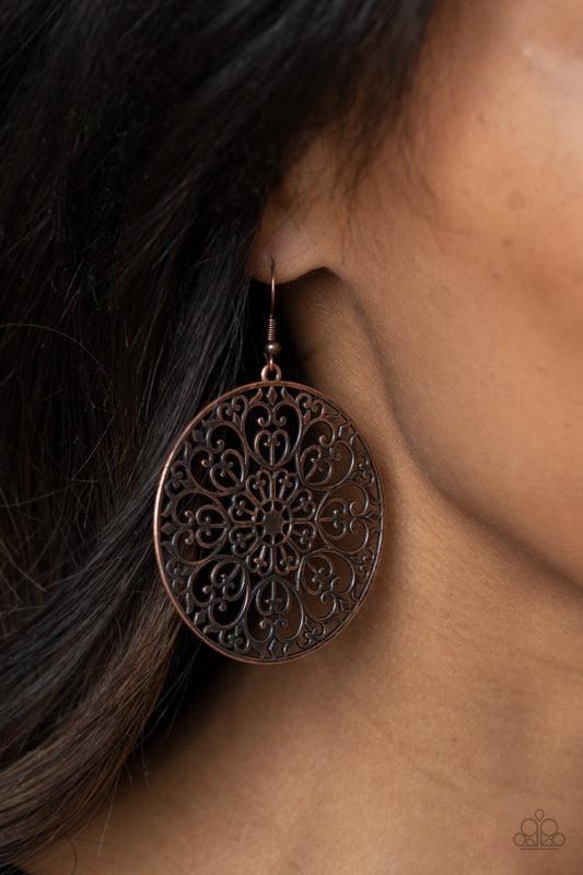 Make A MANDALA Out Of You Copper hoop earrings, alternate view