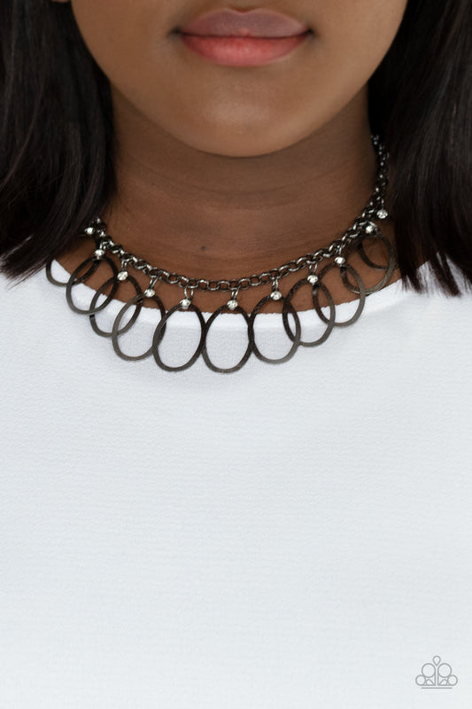 Double OVAL-time Black statement necklace, alternate view