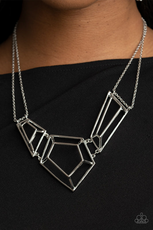 3-D Drama Silver statement necklace, alternate view