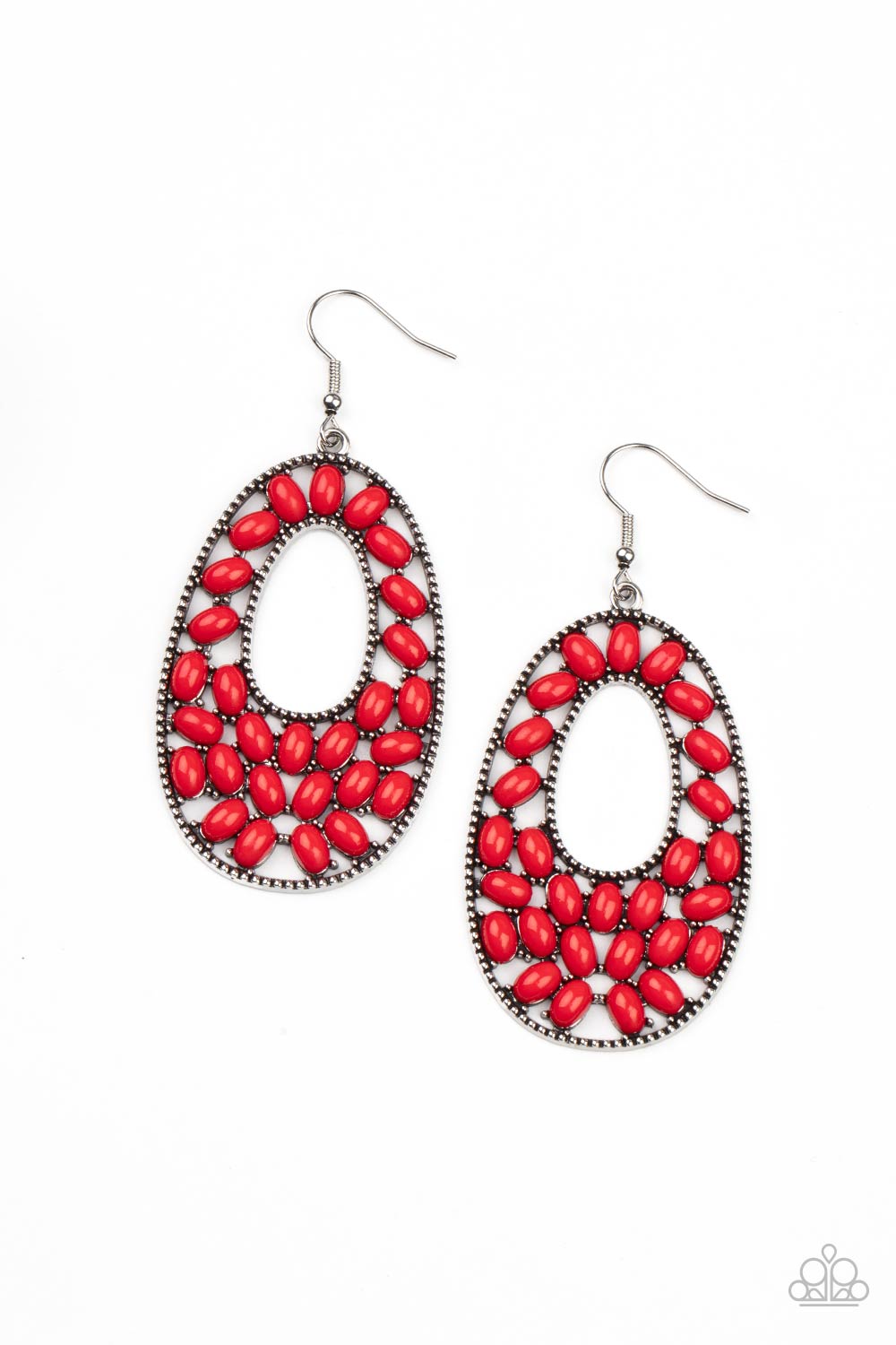 Beaded Shores Red dangle earrings