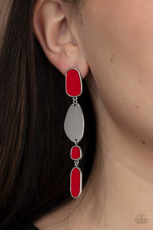 Deco By Design Red post earrings, alternate view