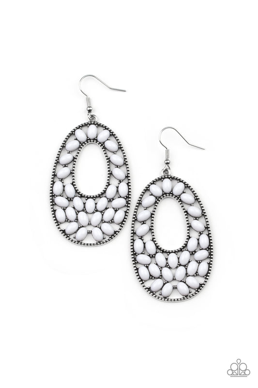 Beaded Shores White dangle earrings