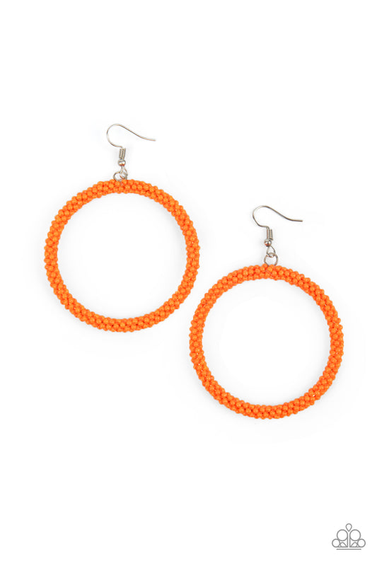 Beauty and the BEACH Orange hoop earrings