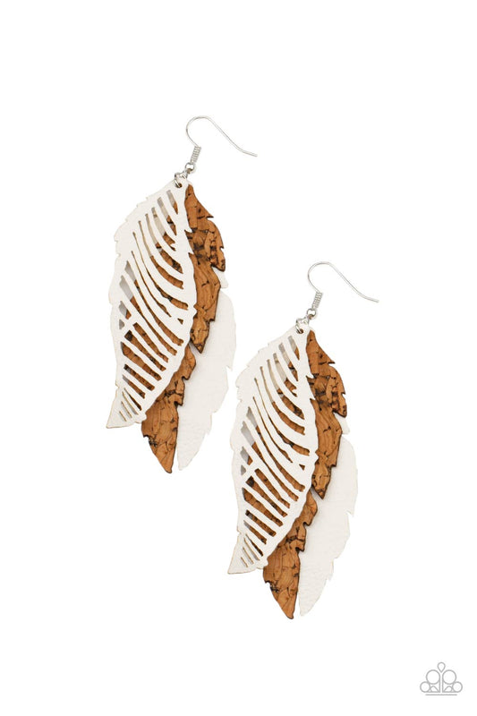 WINGING Off The Hook White dangle earrings