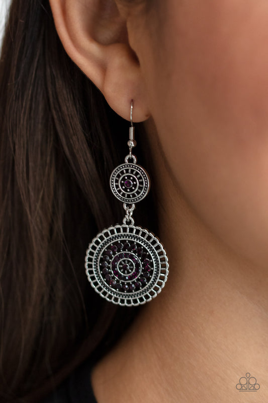 Bohemian Bedazzle Purple dangle earrings, alternate view