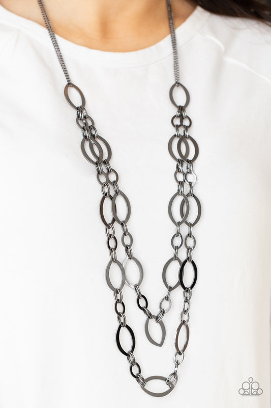 The OVAL-achiever Black statement necklace, alternate view
