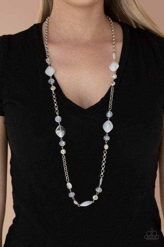 Light-Scattering Luminosity White statement necklace, alternate view