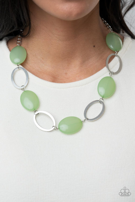 Beachside Boardwalk Green statement necklace, alternate view