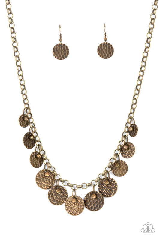 Delightfully Dappled Brass statement necklace