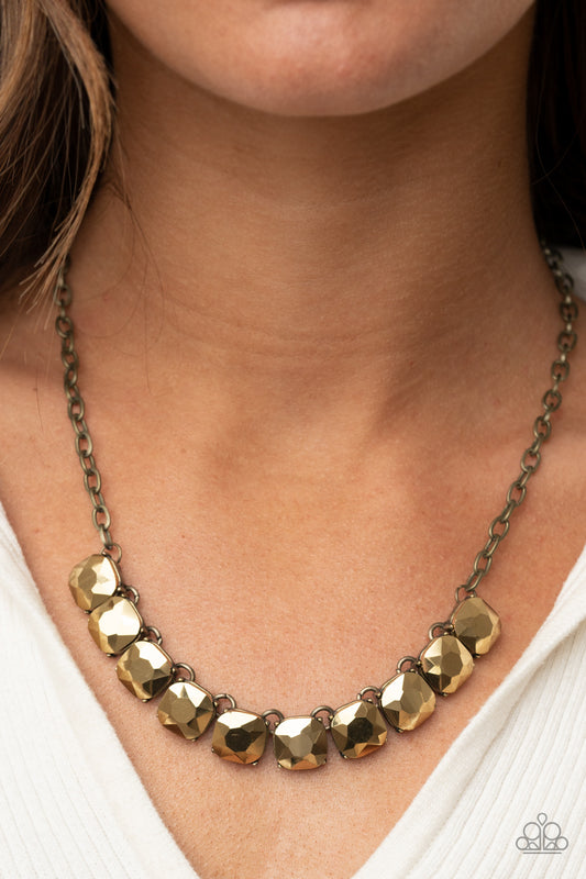 Radiance Squared Brass statement necklace, alternate view