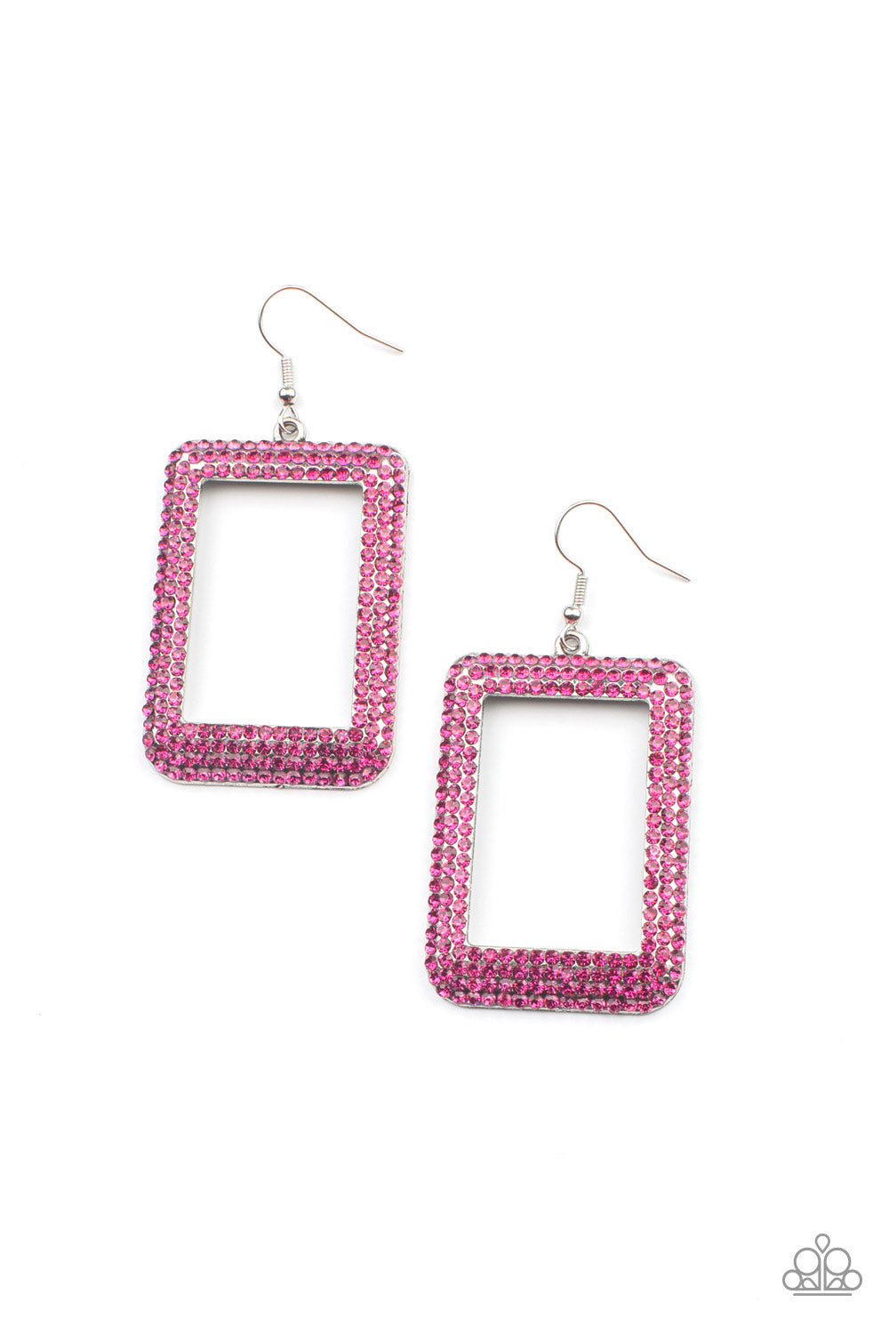 World FRAME-ous Pink dangle earrings