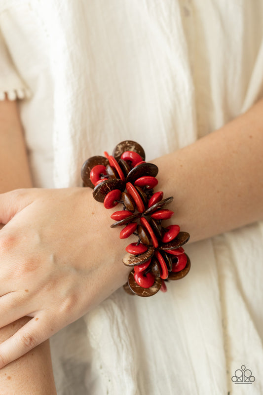Caribbean Canopy Red stretch bracelet, alternate view