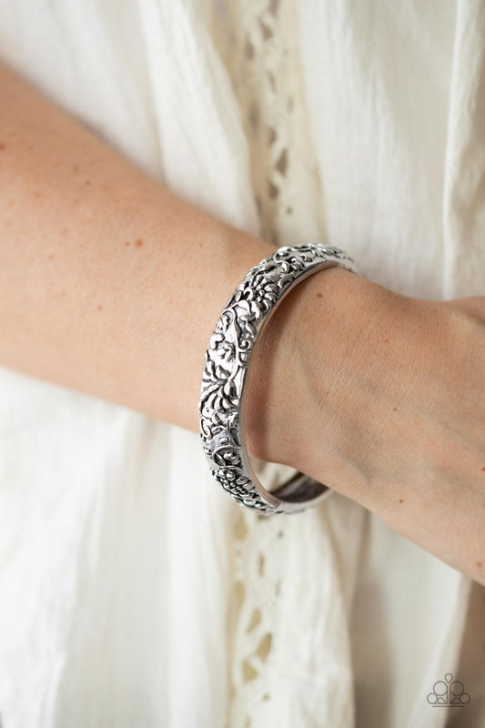 Victorian Meadow Silver bangle bracelet, alternate view