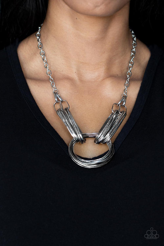 Lip Sync Links Silver statement necklace, alternate view