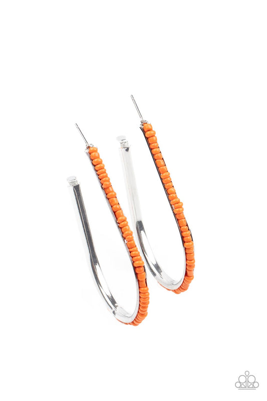 Beaded Bauble Orange hoop earrings