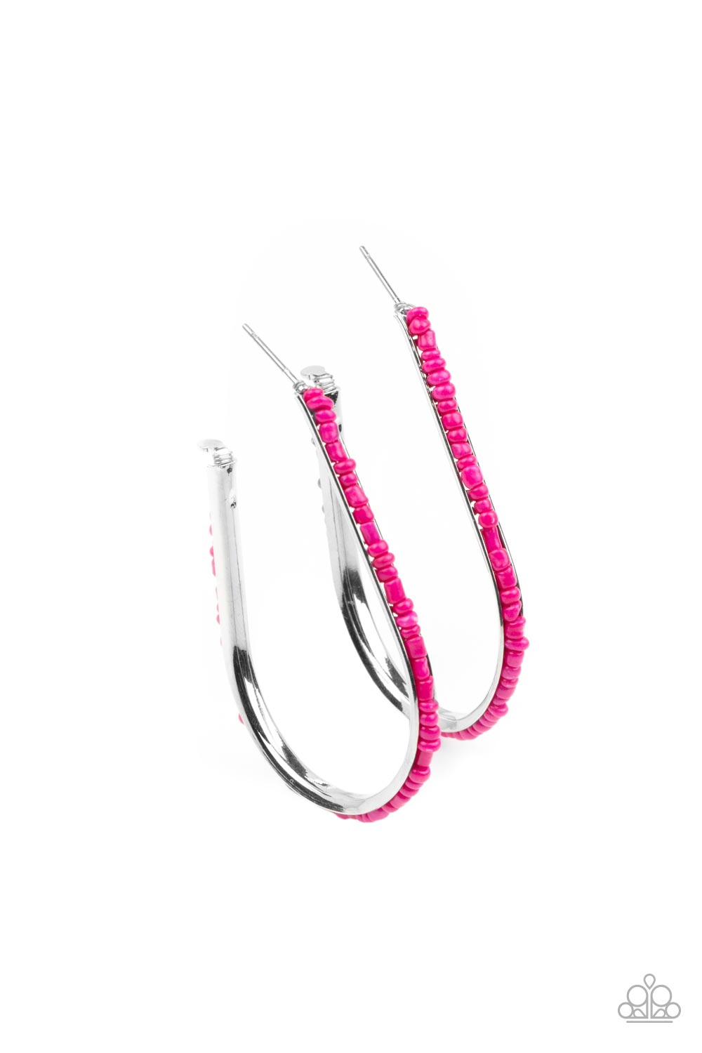 Beaded Bauble Pink hoop earrings