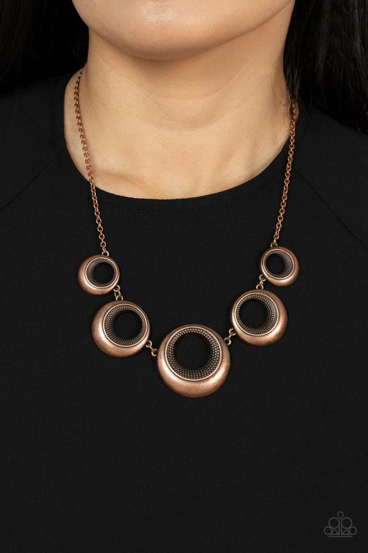 Solar Cycle Copper statement necklace, alternate view