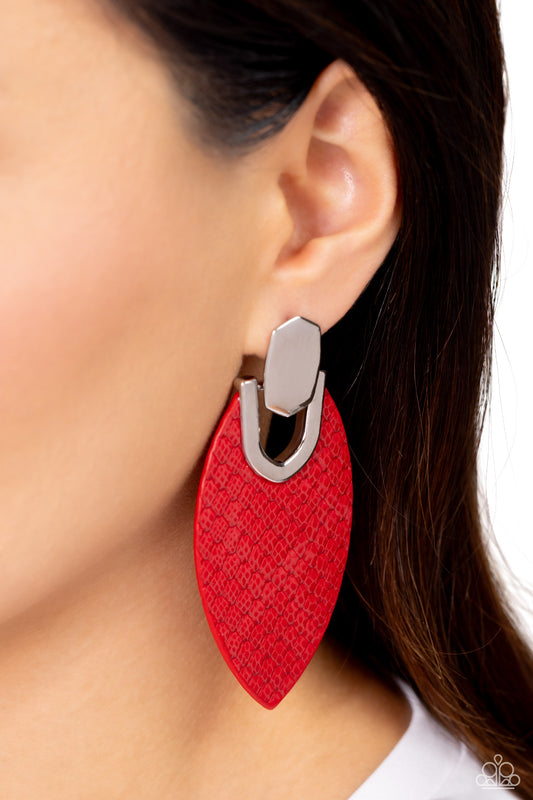 Wildly Workable Red post earrings, alternate view