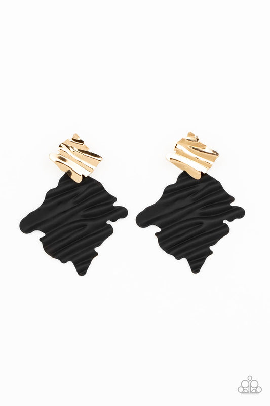 Crimped Couture Gold post earrings