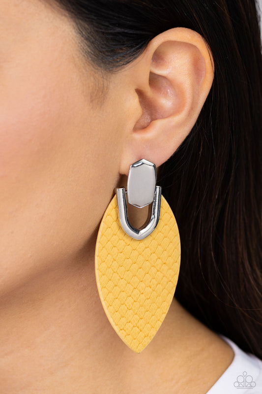 Wildly Workable Yellow post earrings, alternate view