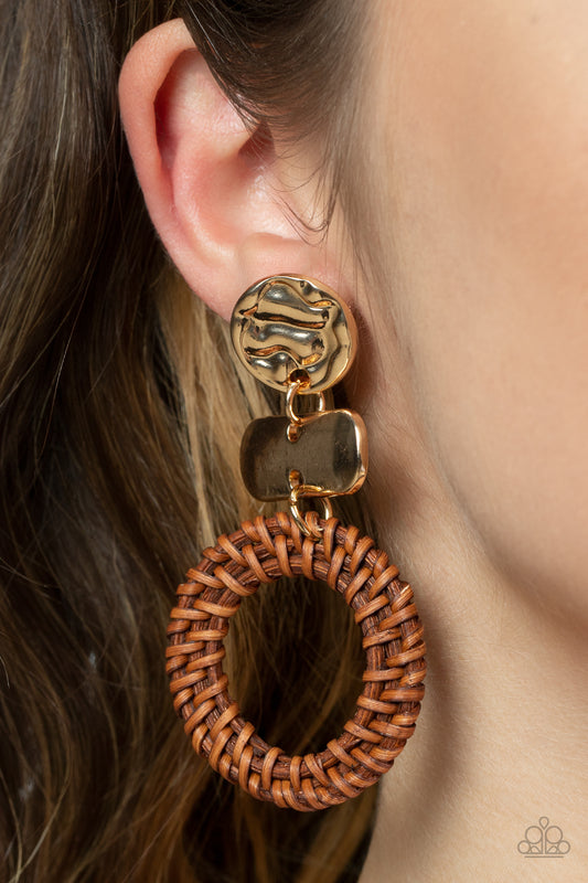 Woven Whimsicality Gold hoop earrings, alternate view