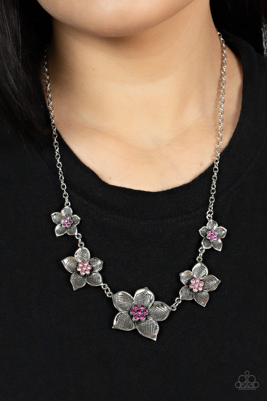 Wallflower Wonderland Pink statement necklace, alternate view