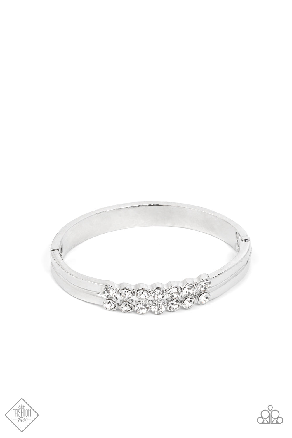 Doubled Down Dazzle White statement bracelet