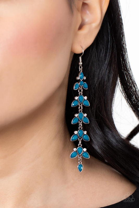 Fanciful Foliage Blue dangle earrings, alternate view