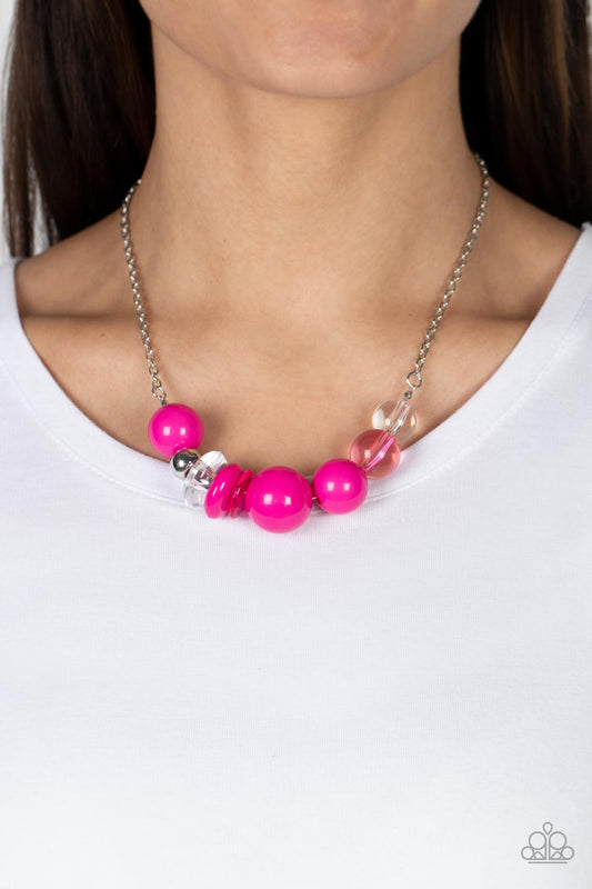Bauble Bonanza Pink statement necklace, alternate view