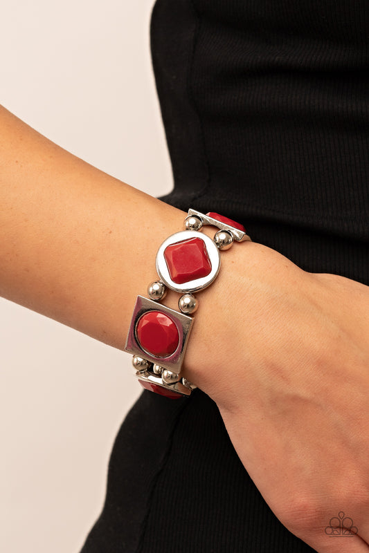Asymmetrical A-Lister Red stretch bracelet, alternate view