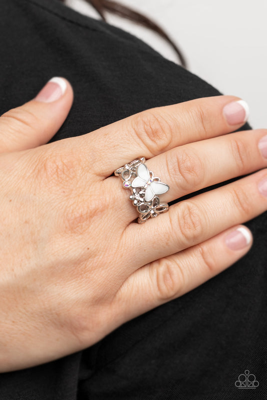 All FLUTTERED Up White statement ring, alternate view