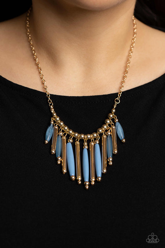Bohemian Breeze Blue statement necklace, alternate view
