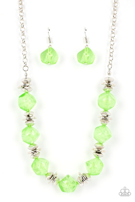 Island Ice Green statement necklace