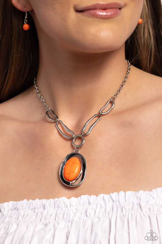 Sandstone Stroll Orange statement necklace, alternate view