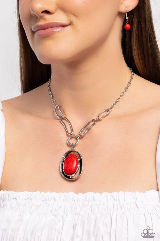 Sandstone Stroll Red statement necklace, alternate view