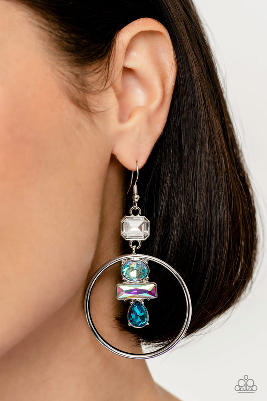 Geometric Glam Blue hoop earrings, alternate view