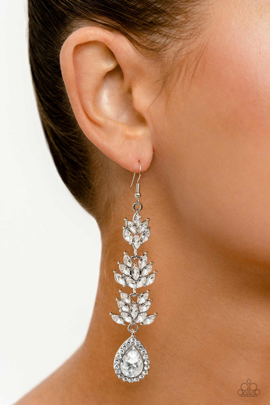 Water Lily Whimsy White dangle earrings, alternate view