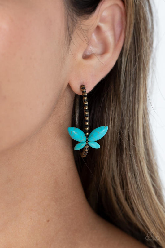 Bohemian Butterfly Brass hoop earrings, alternate view