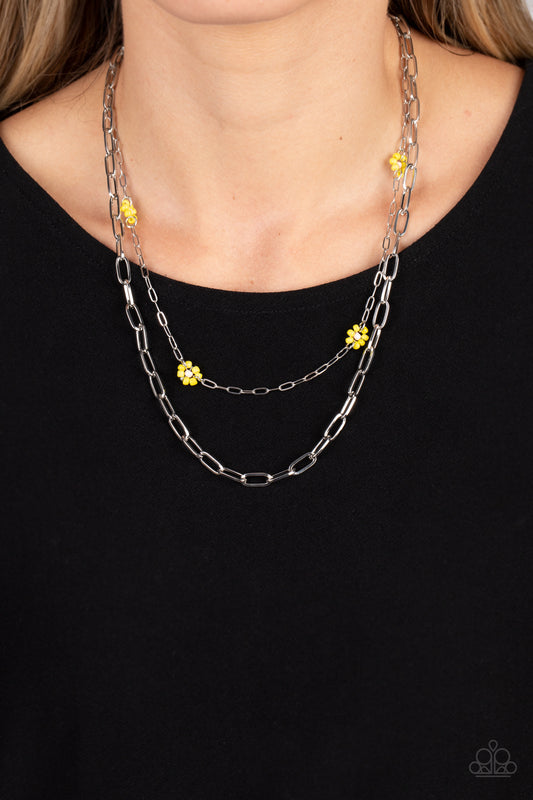 Bold Buds Yellow statement necklace, alternate view