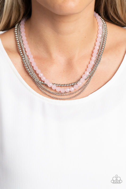 Boardwalk Babe Pink statement necklace, alternate view