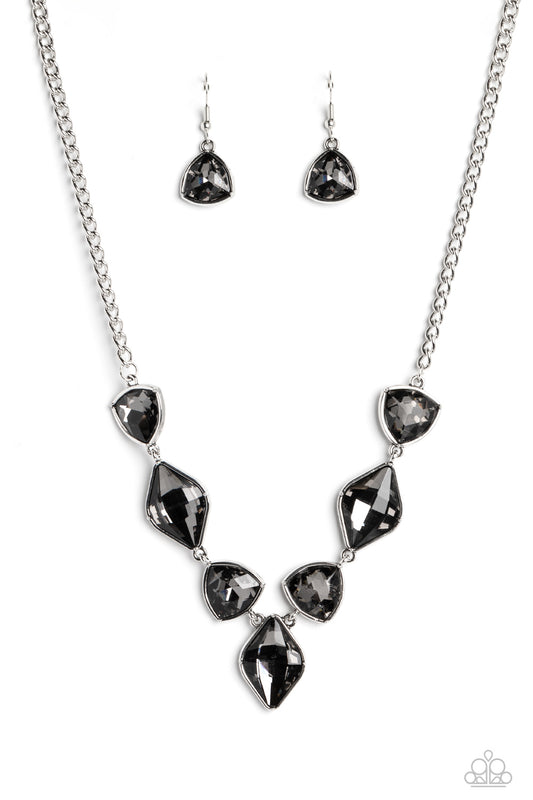 Glittering Geometrics Silver statement necklace