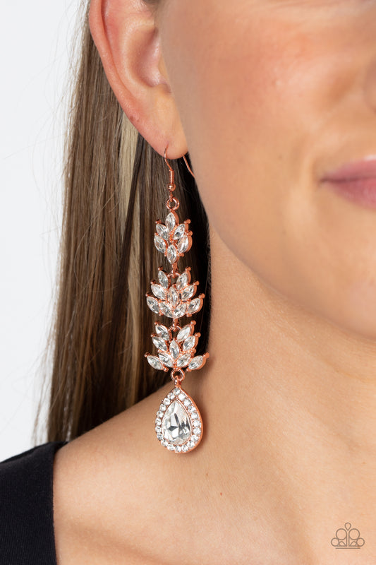 Water Lily Whimsy Copper dangle earrings, alternate view