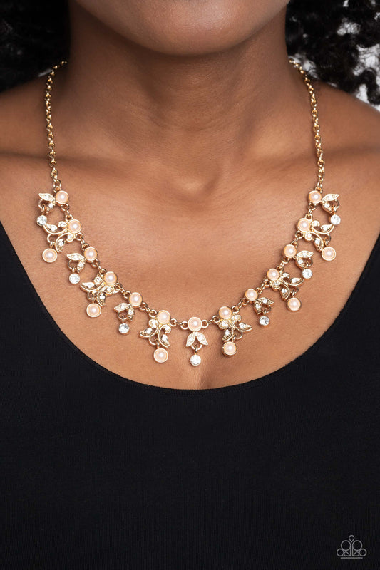 Garden Princess Gold statement necklace, alternate view