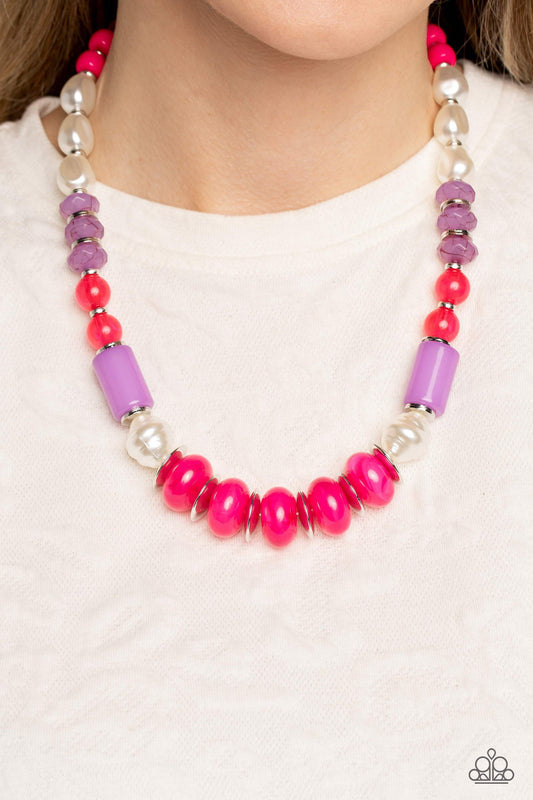 A SHEEN Slate Pink statement necklace, alternate view