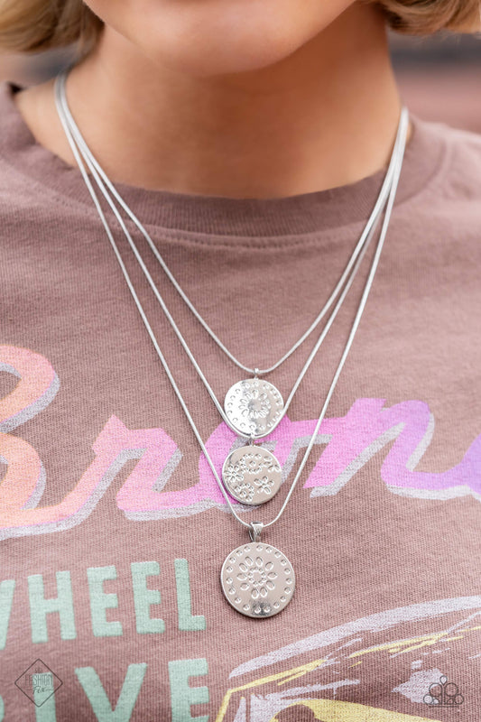 Caviar Charm Silver statement necklace, alternate view