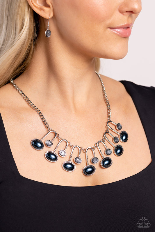 Abstract Adornment Blue statement necklace, alternate view