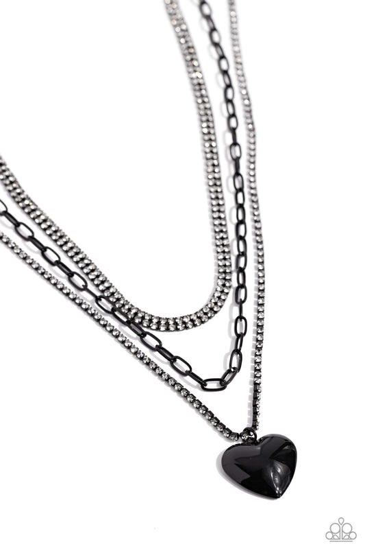 Caring Cascade Black pendant necklace