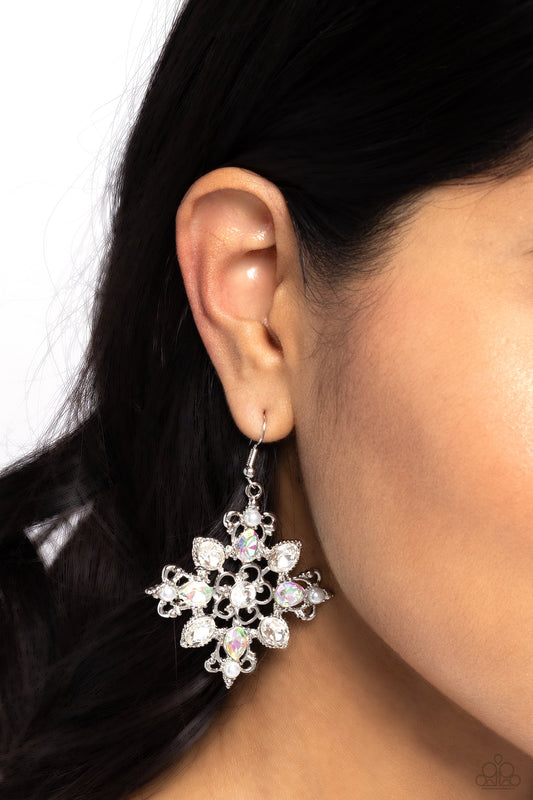 Fancy-Free Florals White dangle earrings, alternate view