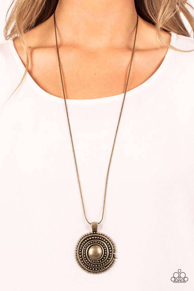 Solar Swirl Necklace - Brass