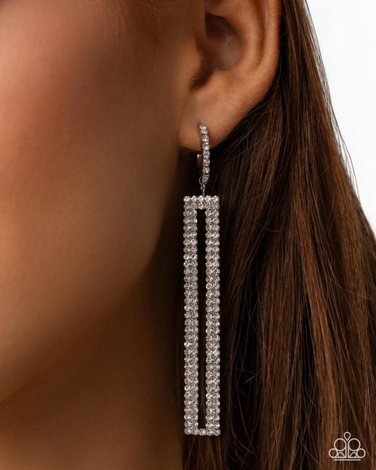 Elongated Ease White hoop earrings, alternate view